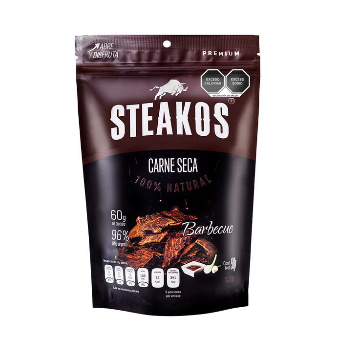Carne seca Steakos, Sabor BBQ, 90g
